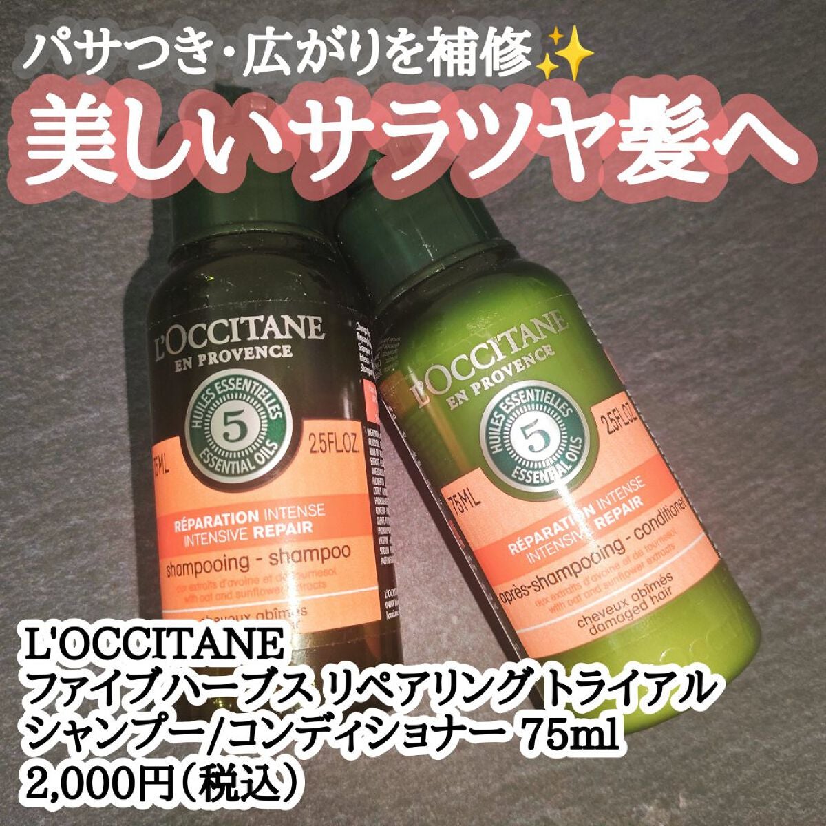 ãã¡ã€ãããŒãã¹ãªãã¢ãªã³ã°ã·ã£ã³ããŒïŒã³ã³ãã£ã·ã§ããŒ/L'OCCITANE/ã·ã£ã³ããŒã»ã³ã³ãã£ã·ã§ããŒã䜿ã£ãã¯ãã³ãïŒ1æç®ïŒ