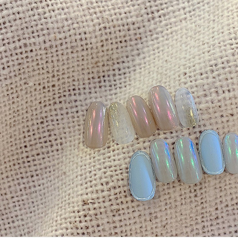 #福岡ネイル,#天神ネイル,#大濠ネイル,#夏ネイル,#ミラーネイル,#オーロラネイル,#ニュアンスネイルのネイルデザイン