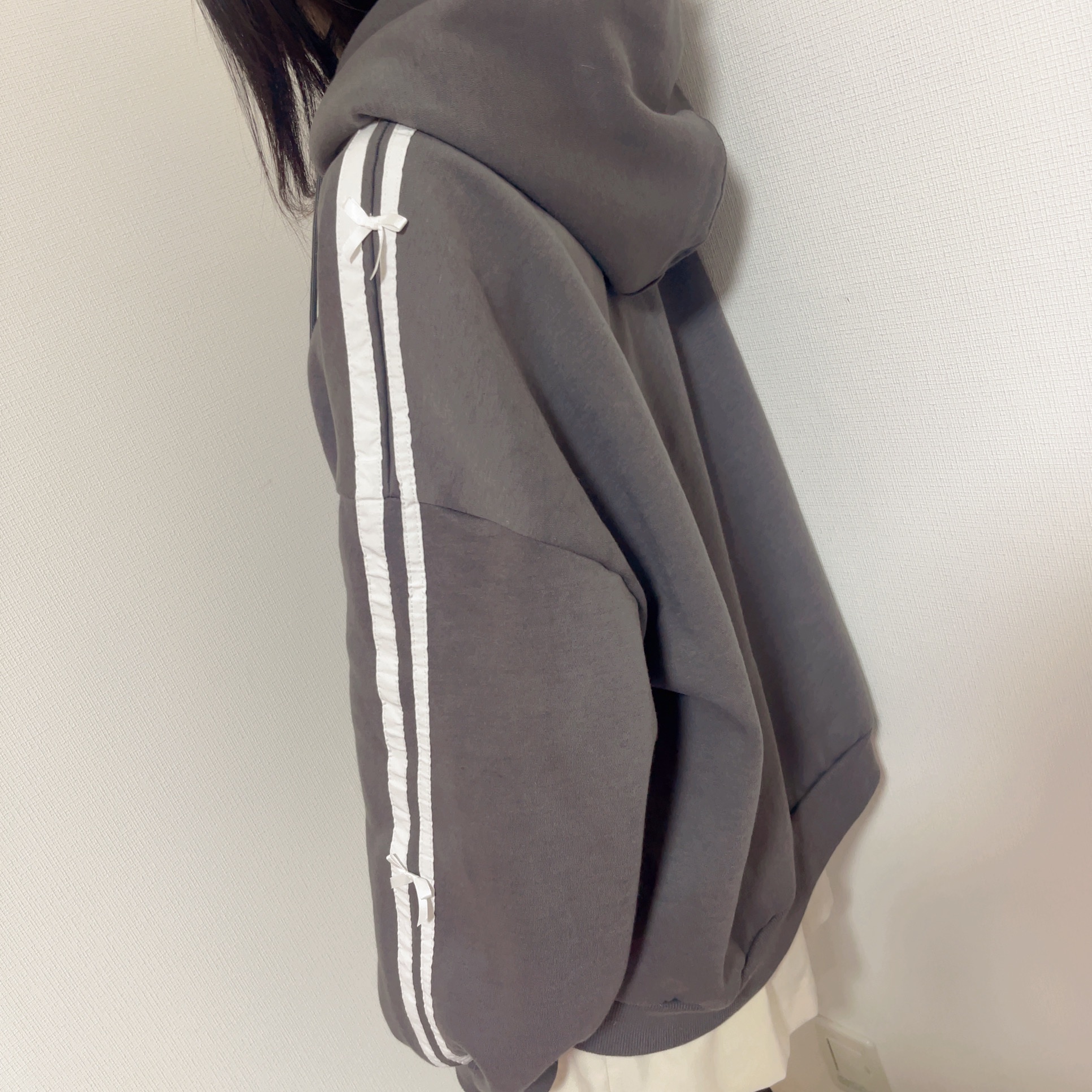 DAZY リボン装飾付き レディース長袖パーカー /SHEIN/その他を使ったクチコミ（2枚目）