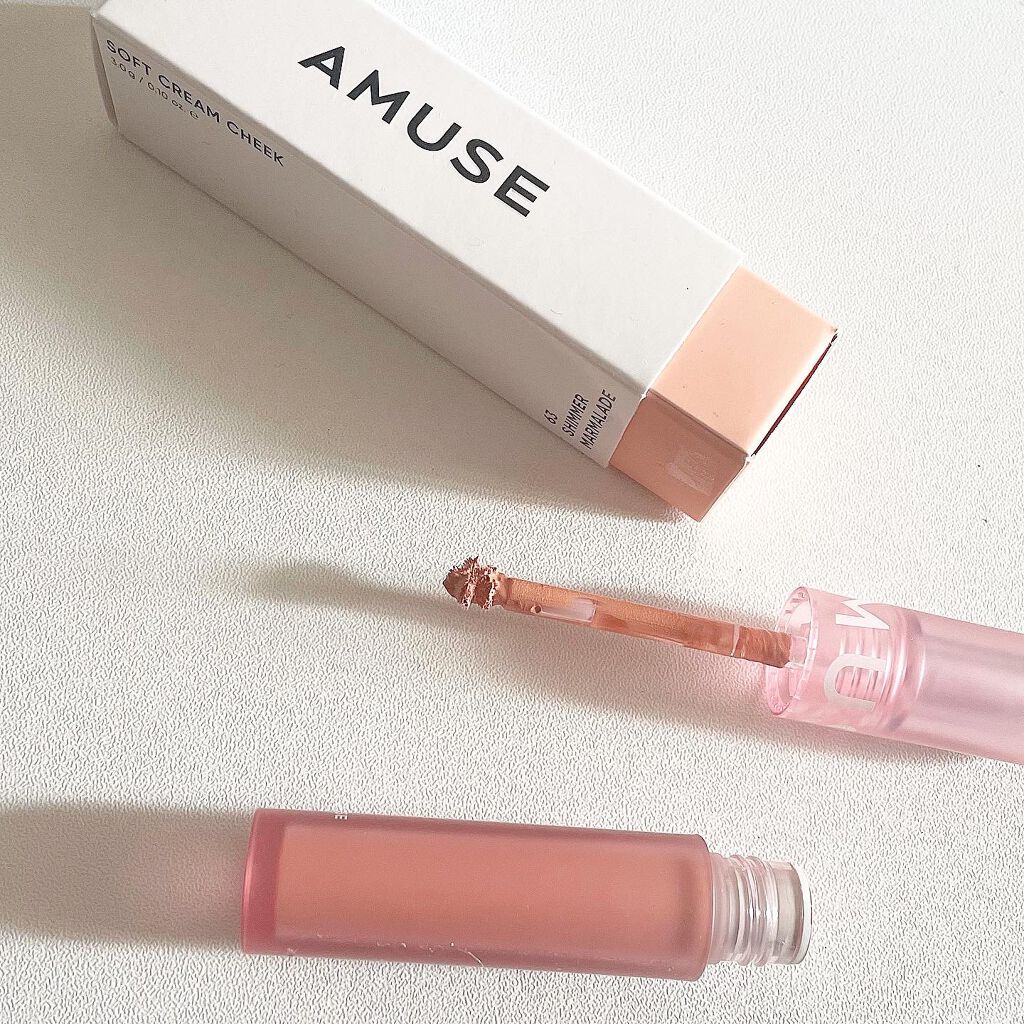 ソフトクリームチーク 63 Shimmer Marmalade/AMUSE/リキッドチークを使ったクチコミ（2枚目）