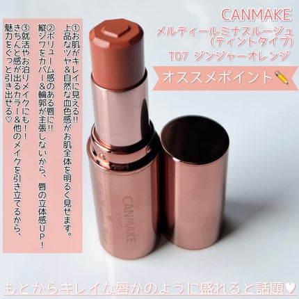 メルティールミナスルージュ(ティントタイプ) T07 ジンジャーオレンジ/キャンメイク/リップティントを使ったクチコミ(3枚目)