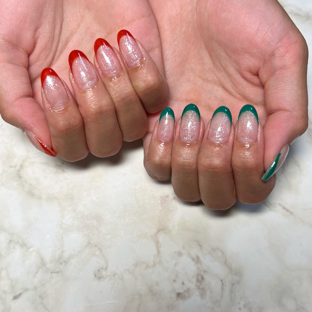 cst on LIPS 「#フレンチネイル#夏ネイル#オレンジネイル#緑ネイル#ネイル好..」(1枚目)