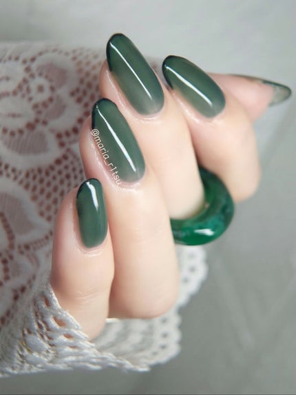 #セルフネイル,#フレンチネイル,#夏ネイル,#グリーンネイルのネイルデザイン