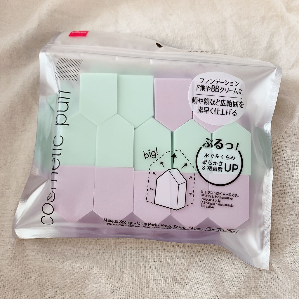 メイクアップスポンジ(バリューパック ウェッジ型 30個)/DAISO/パフ・スポンジを使ったクチコミ（2枚目）