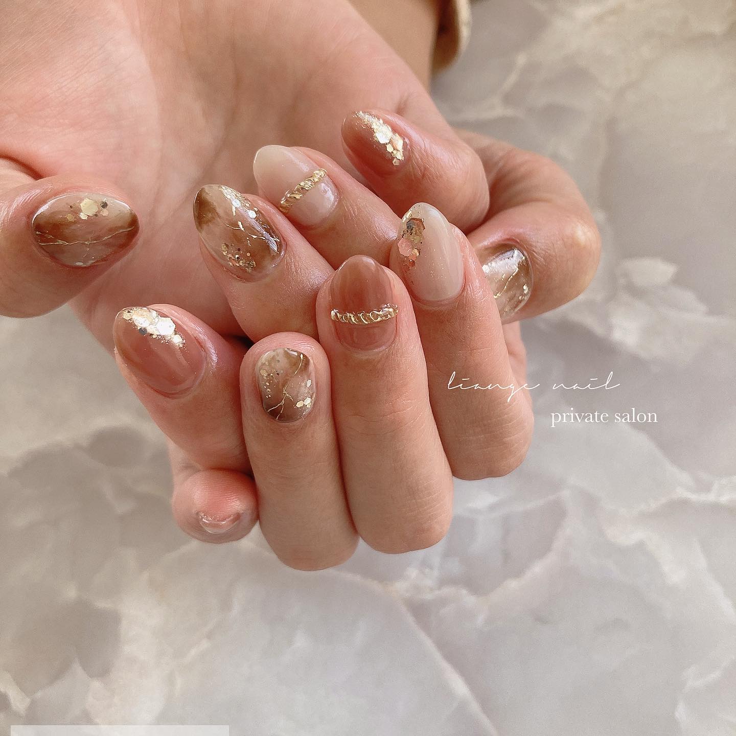 #リアンジェネイル,#柏ネイル,#ネイル,#ニュアンスネイル,#大人ニュアンスネイル,#秋ネイル,#冬ネイル,#ミラーネイル,#リングネイル,#天然石ネイルのネイルデザイン