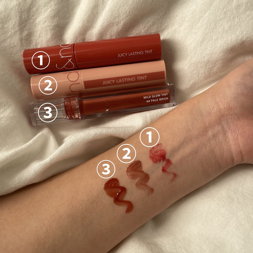 ジューシーラスティングティント/rom&nd/リップティントを使ったクチコミ（2枚目）