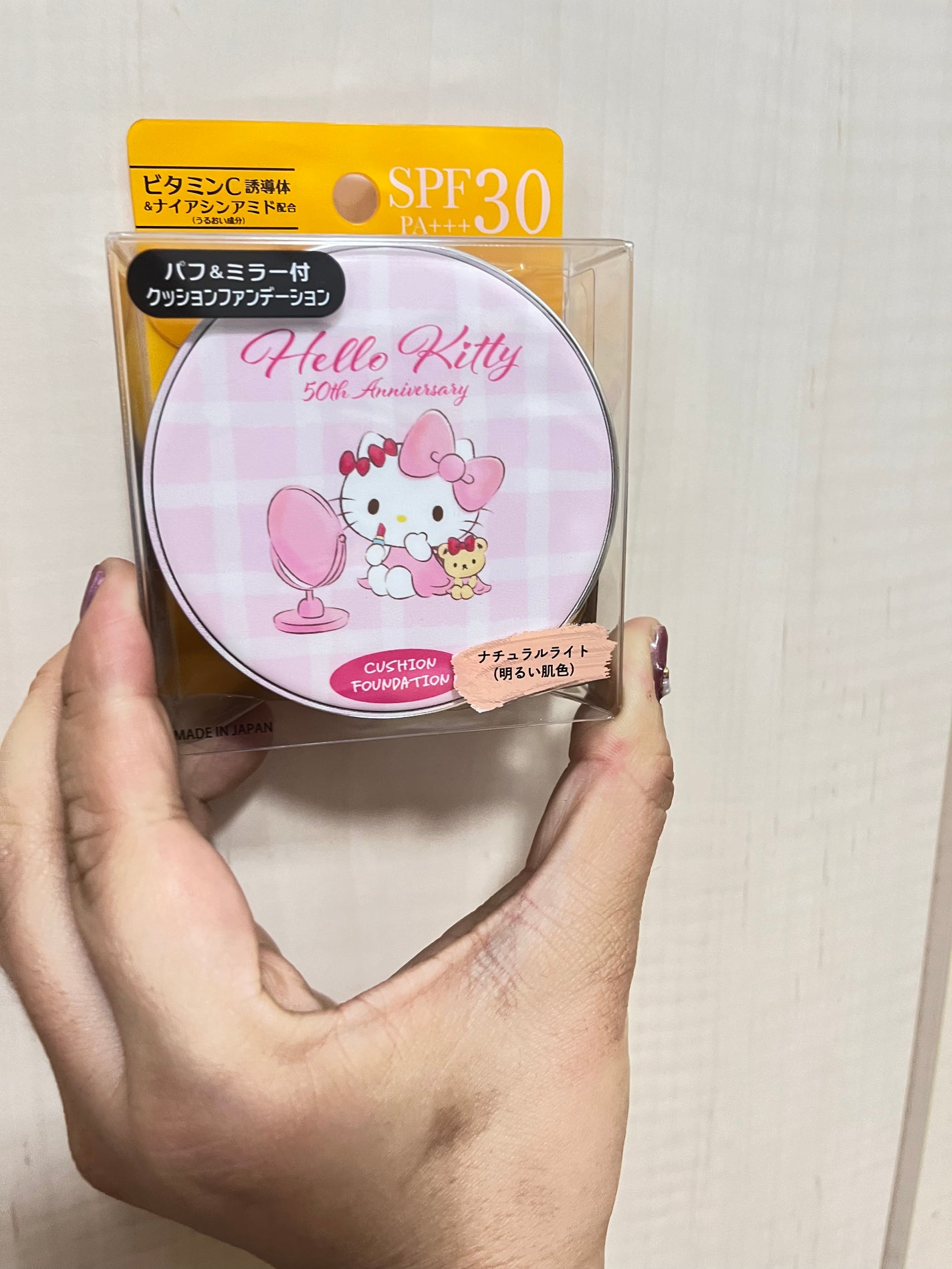 ハローキティ50周年デザイン クッションファンデーション/郵便局物販サービス/クッションファンデーションを使ったクチコミ(4枚目)
