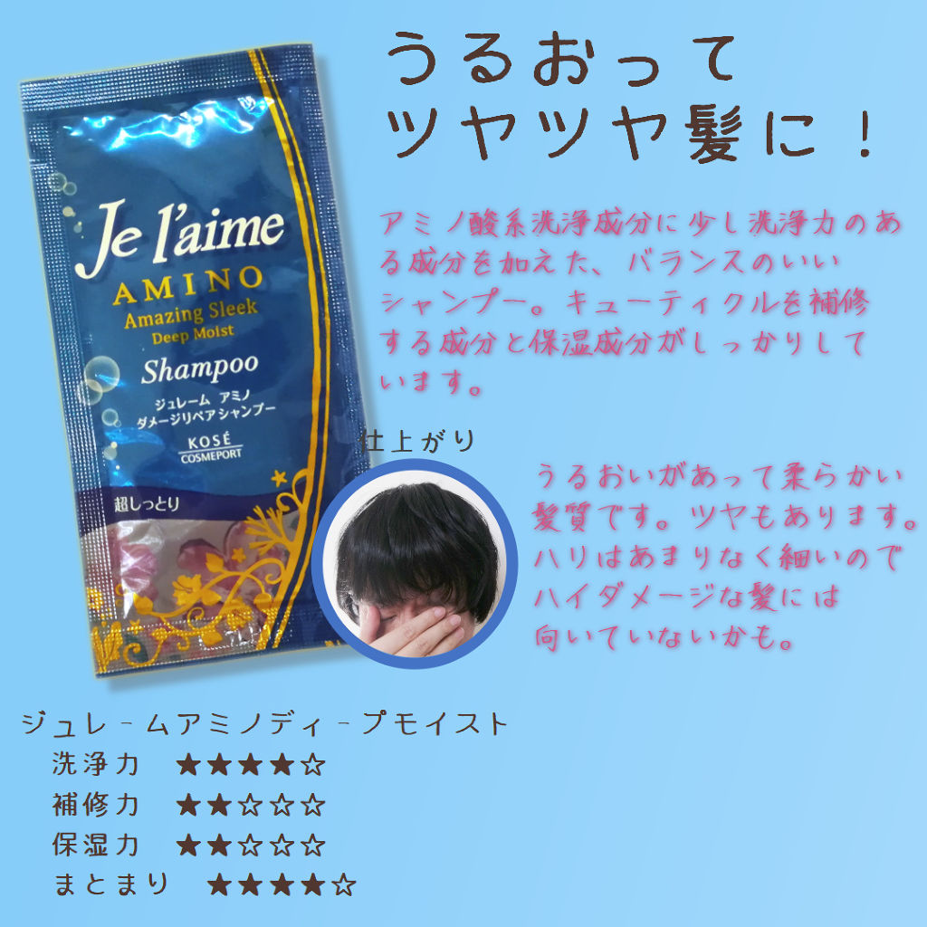 ジュレームアミノディープモイストシャンプー/Je l'aime/市販シャンプーを使ったクチコミ（1枚目）