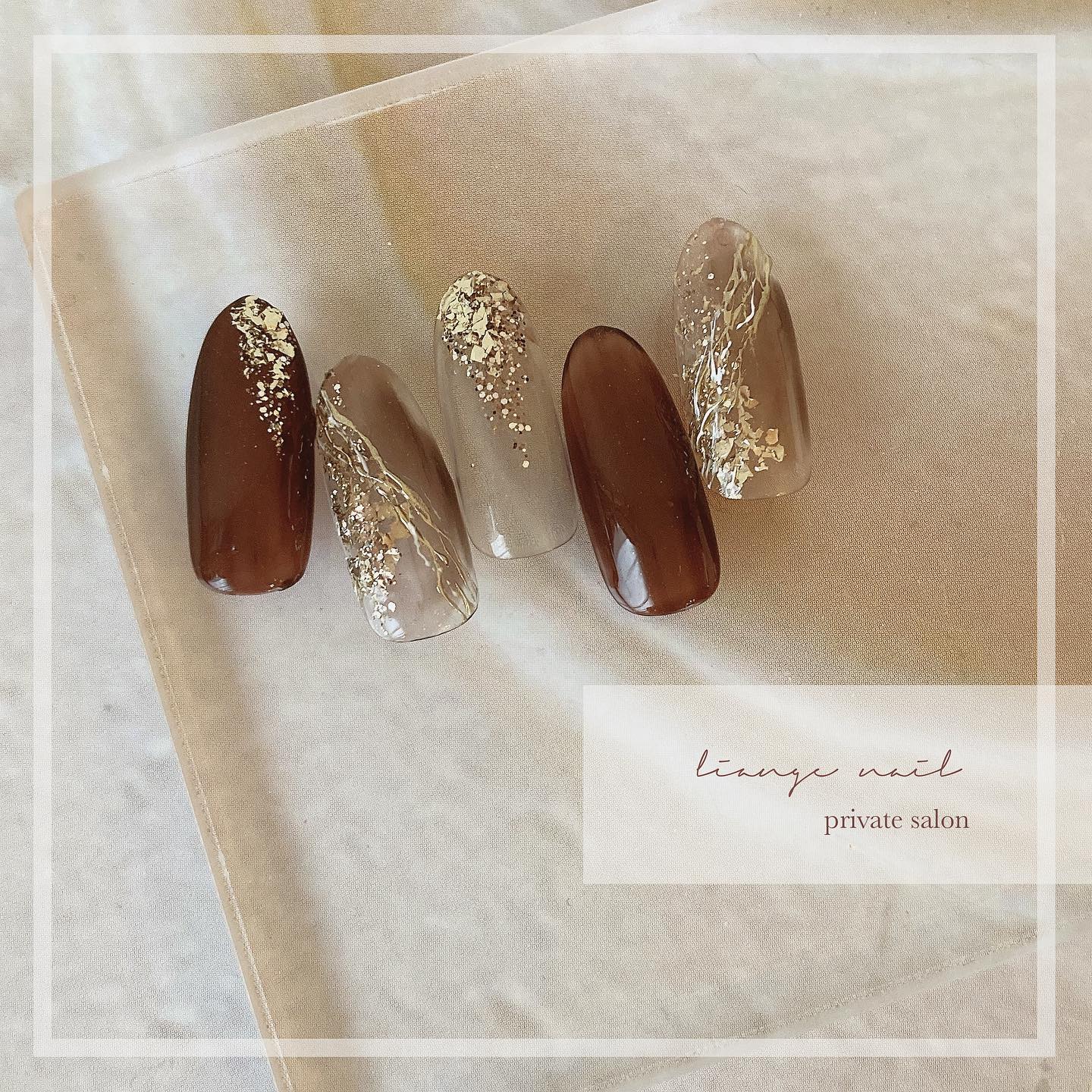 #リアンジェネイル,#柏ネイル,#ネイル,#ニュアンスネイル,#大人ニュアンスネイル,#秋ネイル,#冬ネイル,#ミラーネイルのネイルデザイン