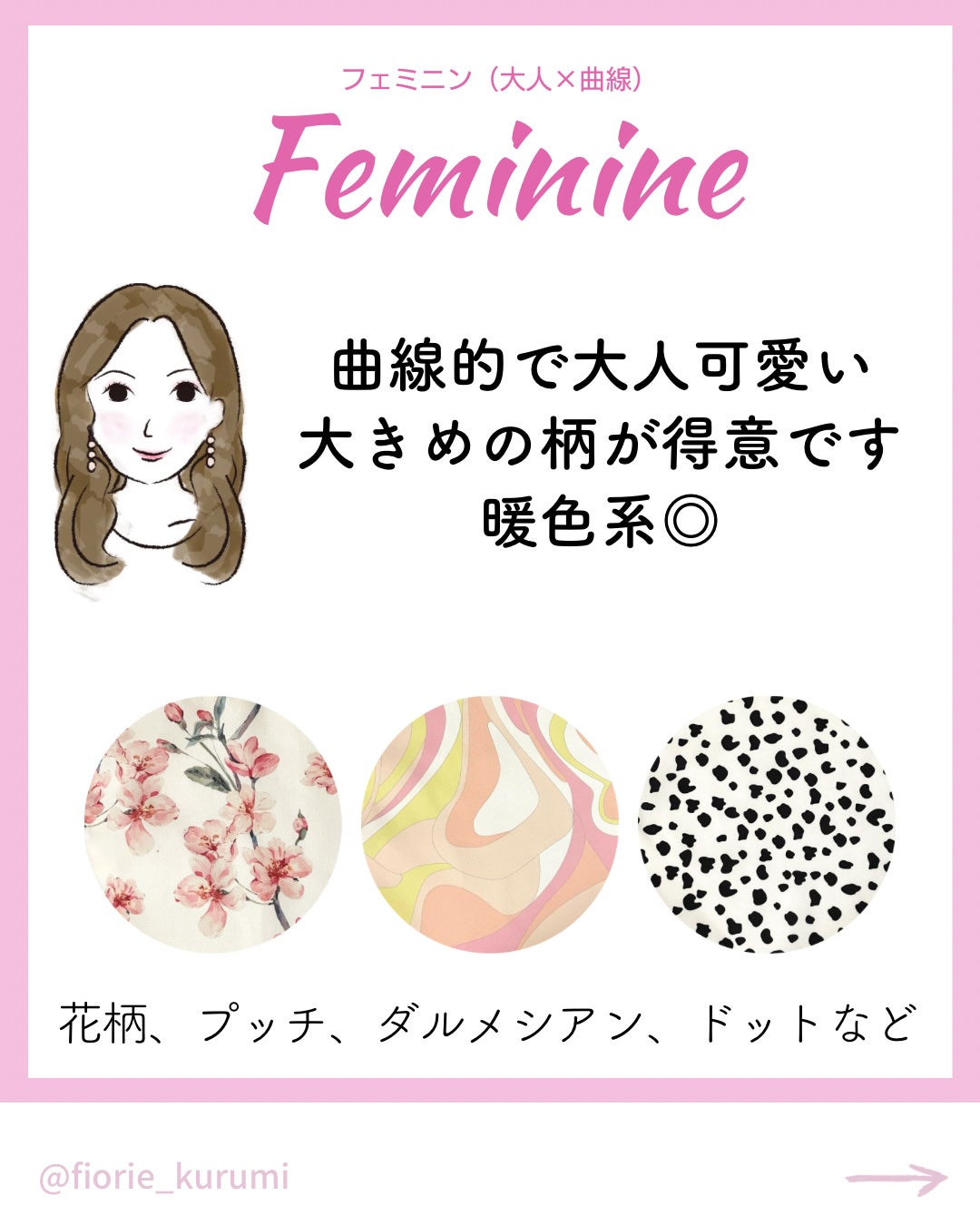 kurumi パーソナルカラーアナリスト on LIPS 「顔タイプ別おすすめ柄パターン🐑顔タイプ診断協会監修のオリジナル..」(6枚目)