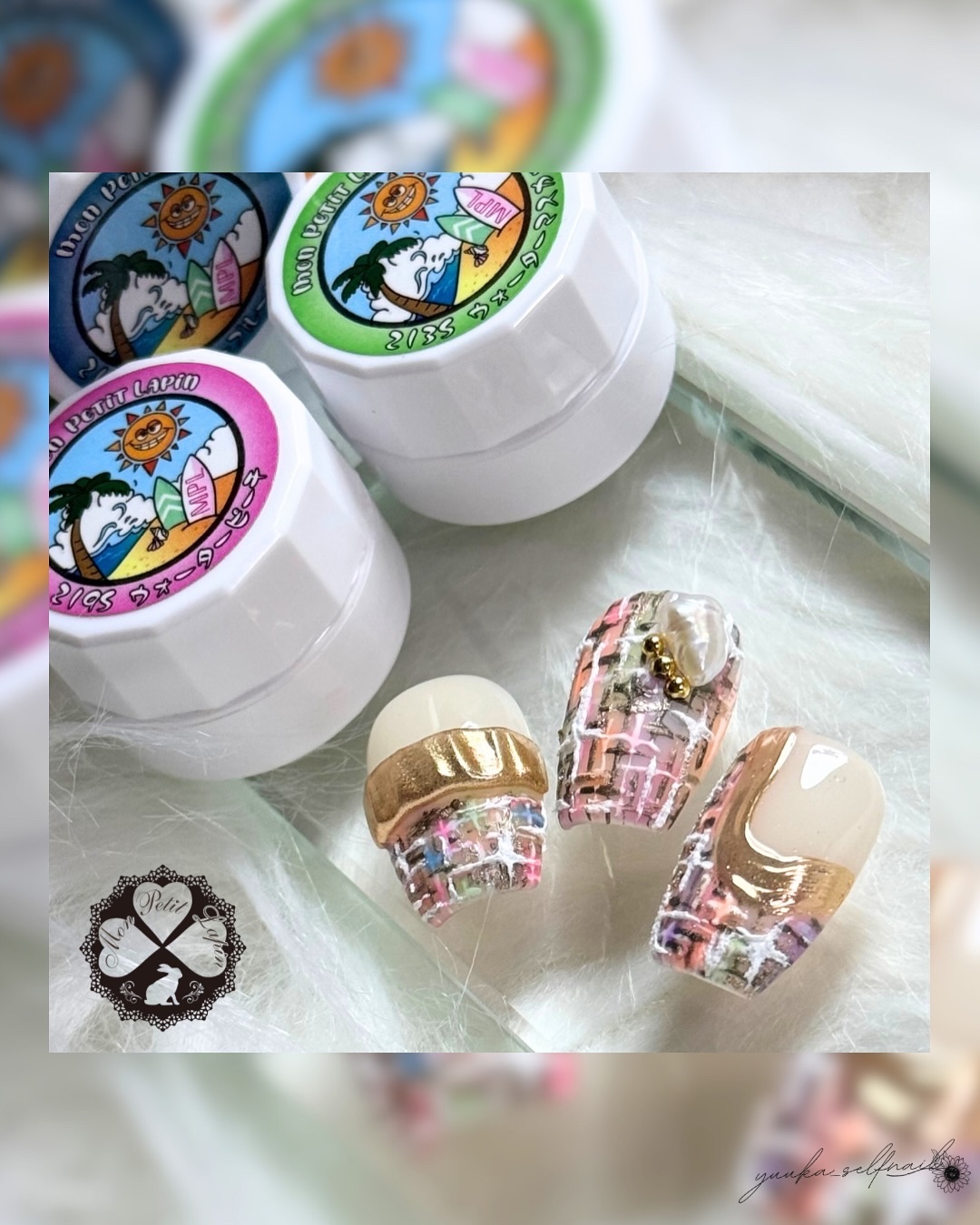 #ネオンネイル,#冬ネイル,#ツイードネイル,#チェックネイルのネイルデザイン