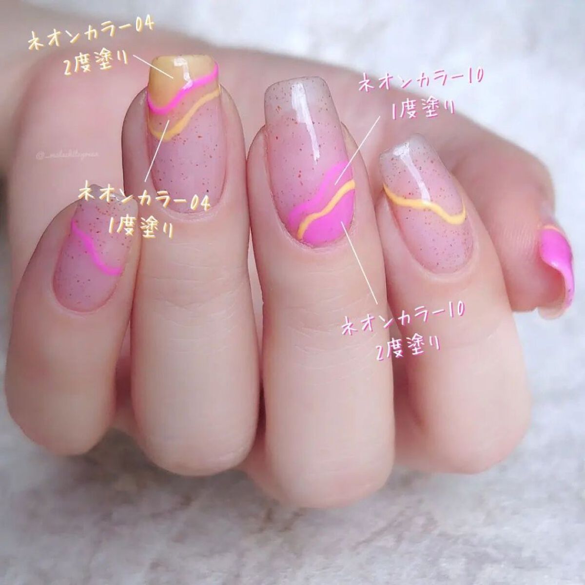 ネオンカラージェル 04 フレッシュアプリコット/AQUA NAIL/ジェルネイルを使ったクチコミ（2枚目）