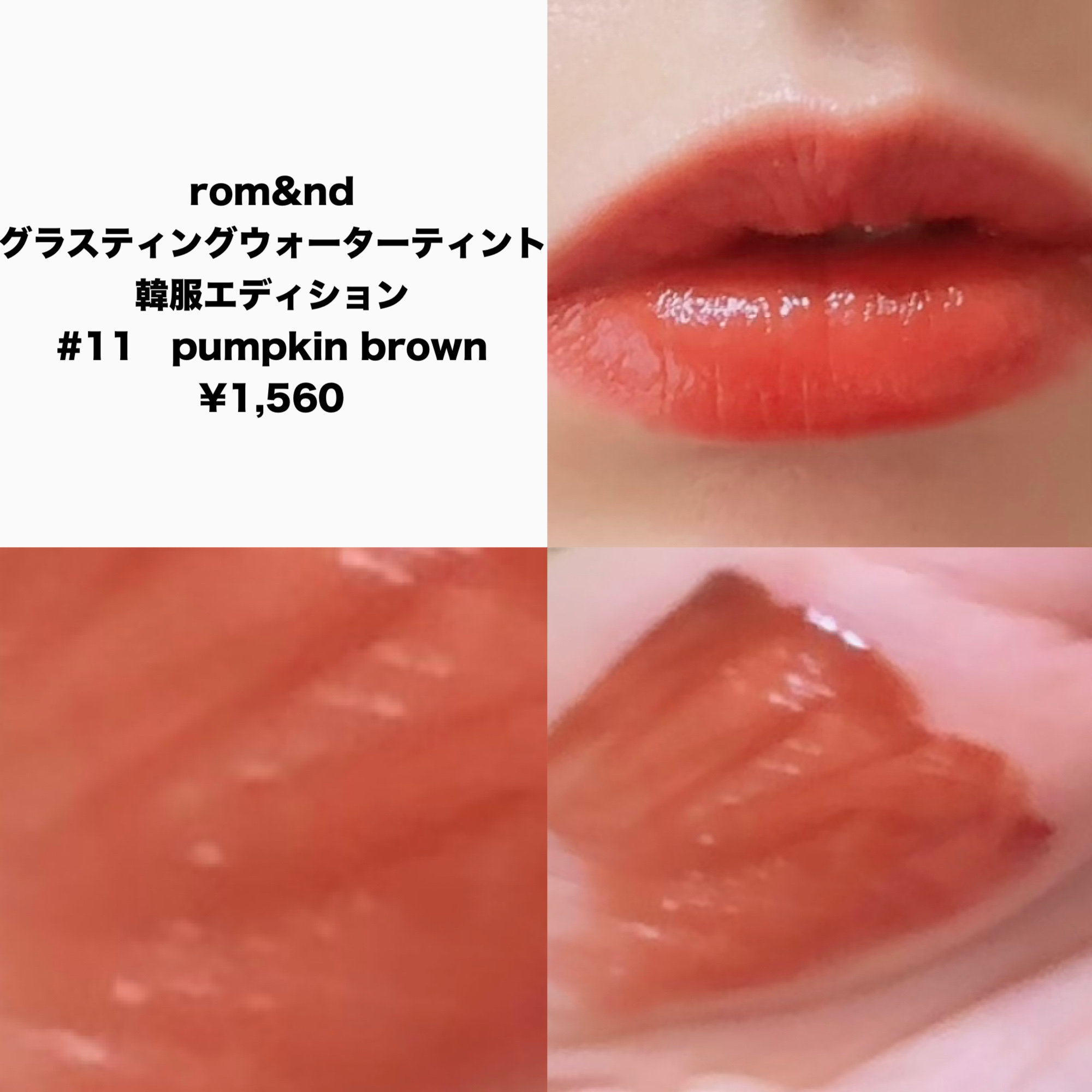 グラスティングウォーターティント 韓服エディション #11 pumpkin brown/rom&nd/リップティントを使ったクチコミ（2枚目）