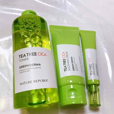 ネイチャーリパブリック ティーツリーシカスポットセラムのクチコミ「☪️NATURE REPUBLIC
🎀TEA TREE CICA
＊TONER
＊SOOTHI.....」（1枚目）