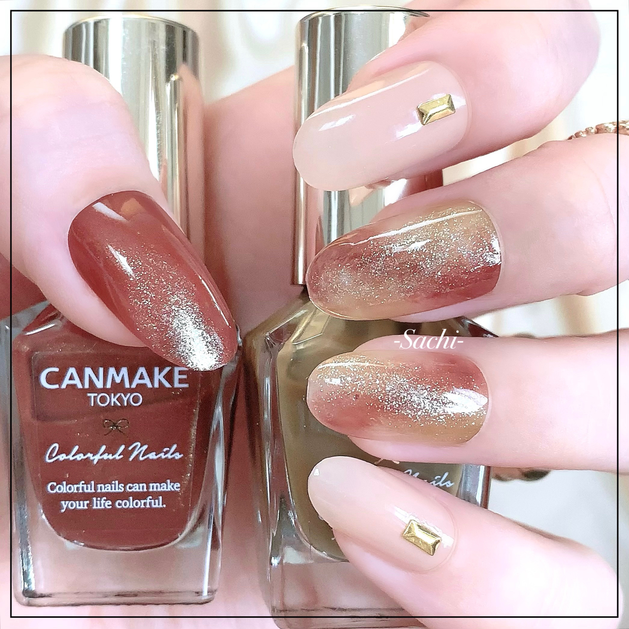 キャラメルニュアンス ネイルチップ 好きな形でオーダー♡ネイルチップC70 ニュアンス ブラウン キャメル