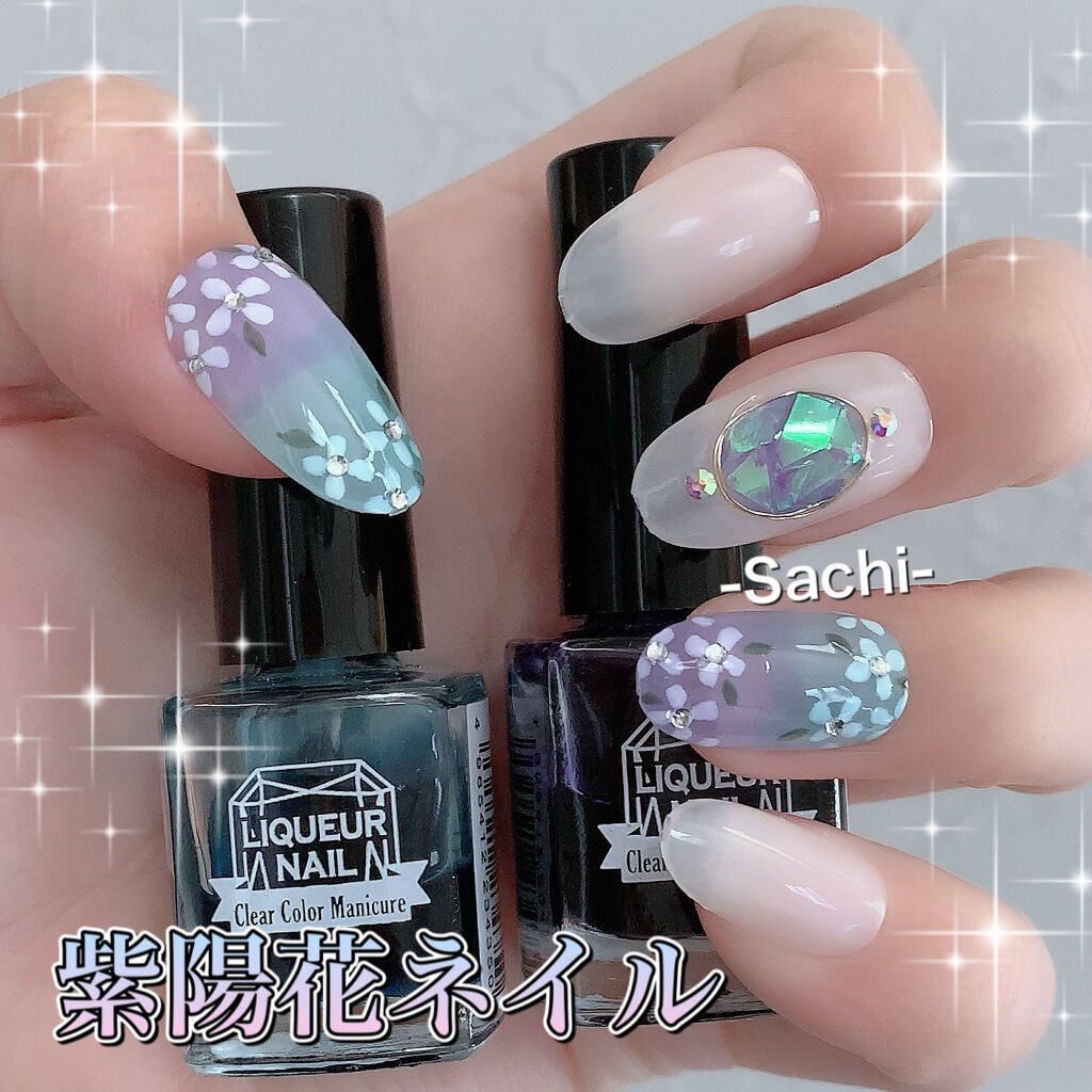 #セルフネイル,#紫陽花ネイル,#梅雨ネイルのネイルデザイン