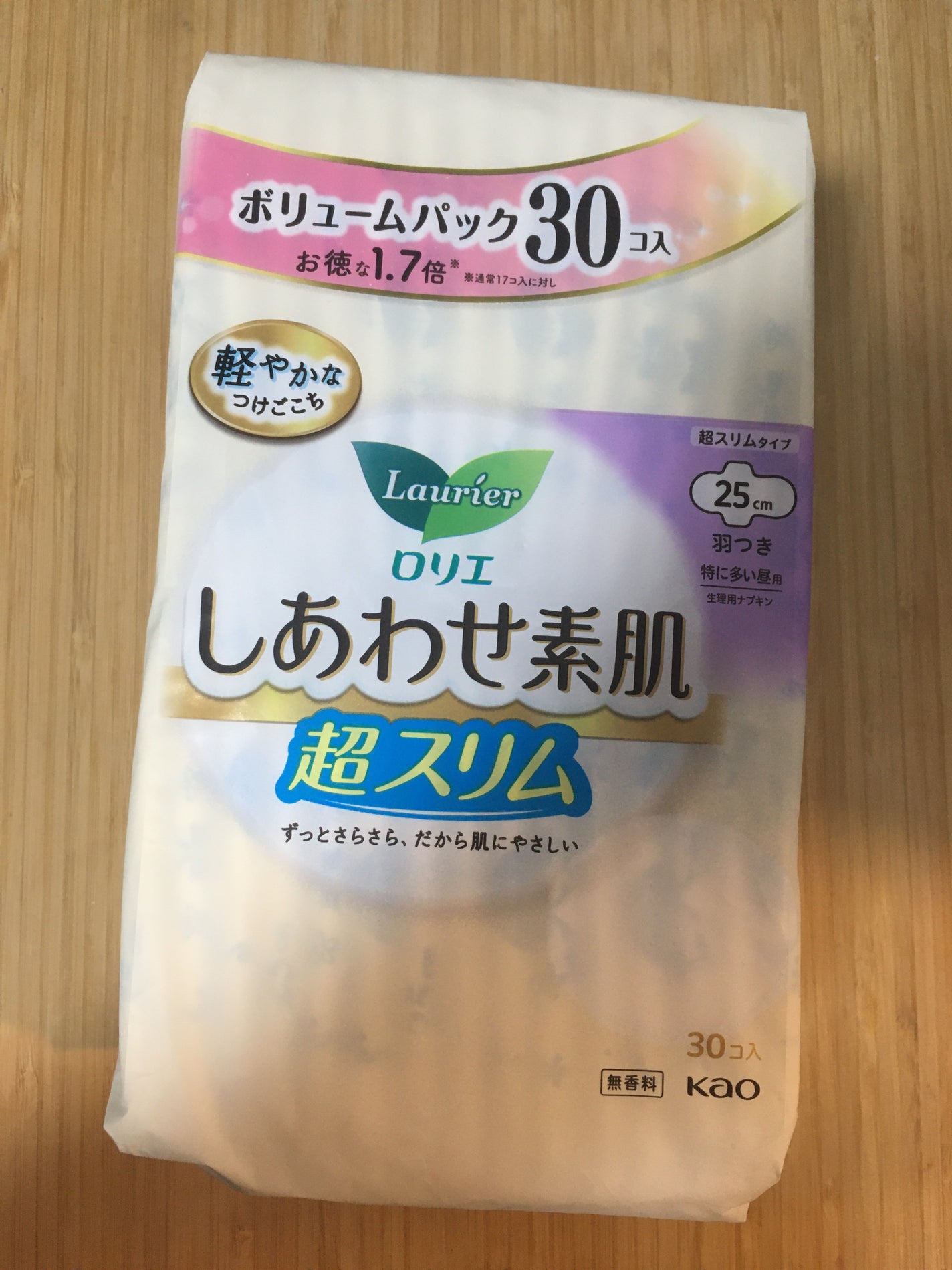 しあわせ素肌通気超スリム(ふつうの日用羽つき 24コ)/ロリエ/ナプキンを使ったクチコミ(1枚目)