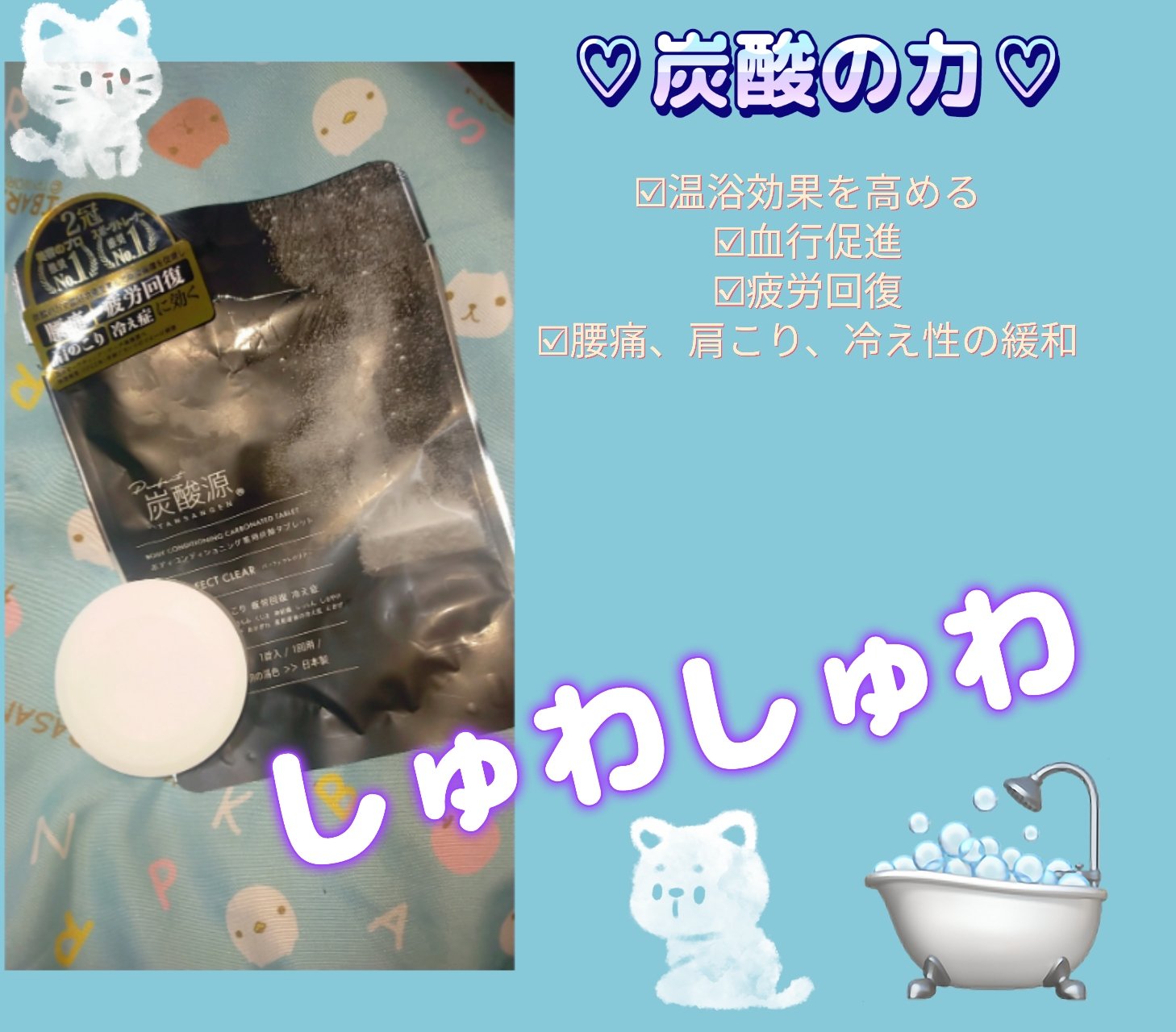 ボディコンディショニング薬用炭酸タブレット/炭酸源/炭酸系入浴剤を使ったクチコミ（1枚目）