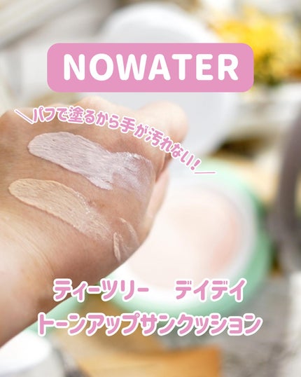 ティーツリーデイデイトーンアップサンクッション/NOWATER/日焼け止めローションを使ったクチコミ(1枚目)