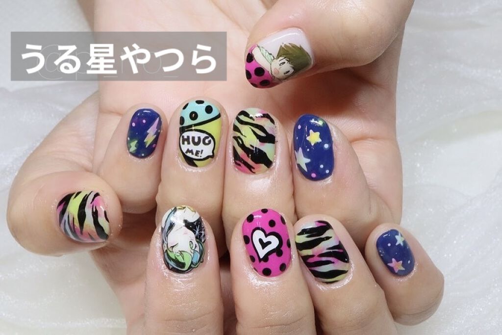 #年越しネイル,#寅年ネイル,#カラフルネイル,#虎柄ネイル,#キャラネイル,#うる星やつらネイル,#ラムちゃんネイルのネイルデザイン