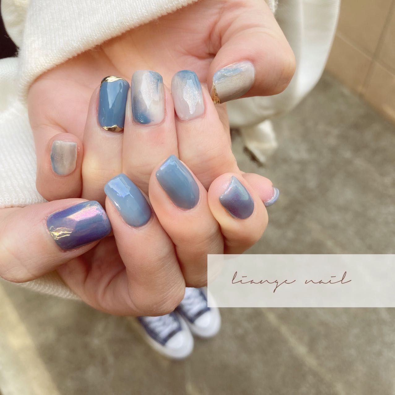 #リアンジェネイル,#柏ネイル,#ネイル,#オーロラネイル,#もやもやネイル,#ニュアンスネイル,#ミラーネイルのネイルデザイン