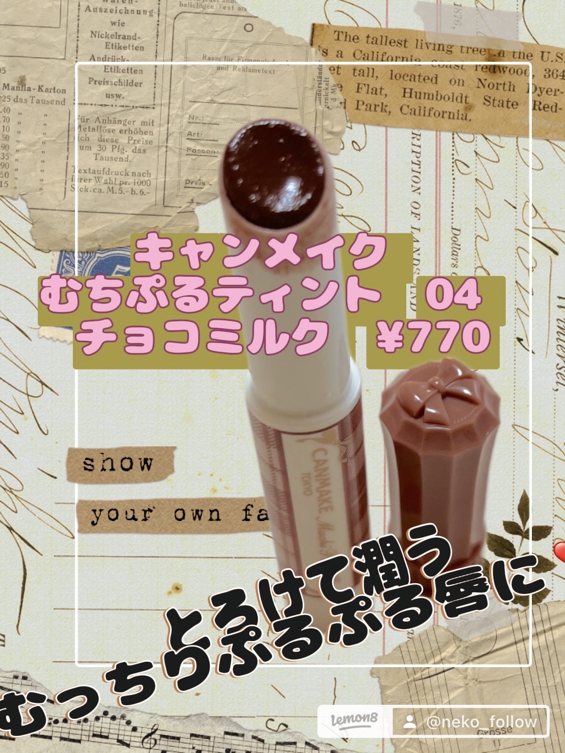 むちぷるティント 04 チョコミルク/キャンメイク/リップティントを使ったクチコミ（2枚目）