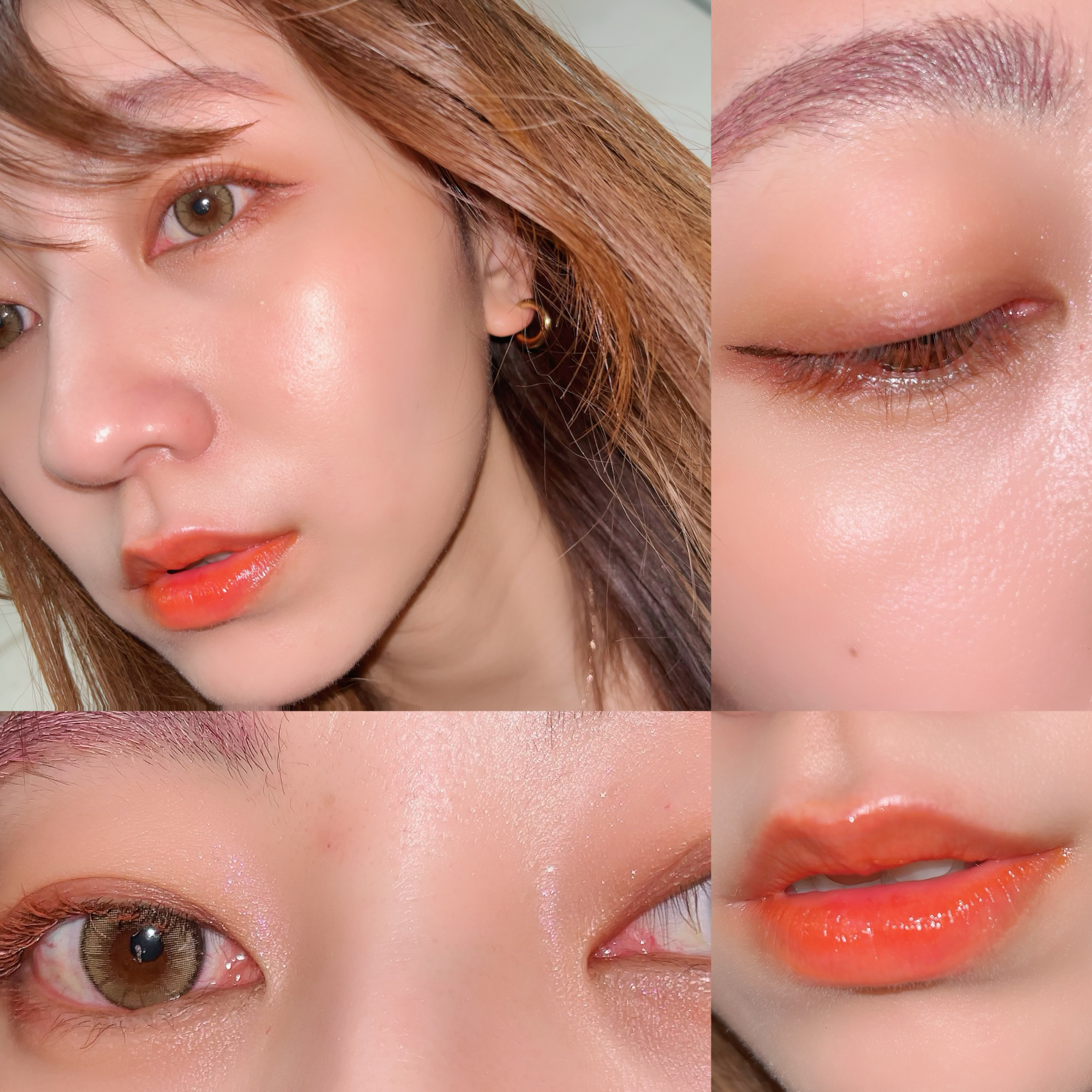 ミニエアリーディップパウダー 101 儚げAPRICOT ORANGE/Fujiko/単色アイシャドウを使ったクチコミ（2枚目）