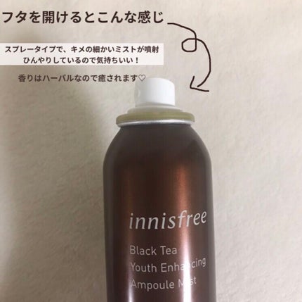 innisfree ブラックティー ユース ミストのクチコミ「動画あり♡
夏にもぴったり!!ひんやりミスト化粧水❣️
イニスフリー ブラックティー ユース.....」(2枚目)