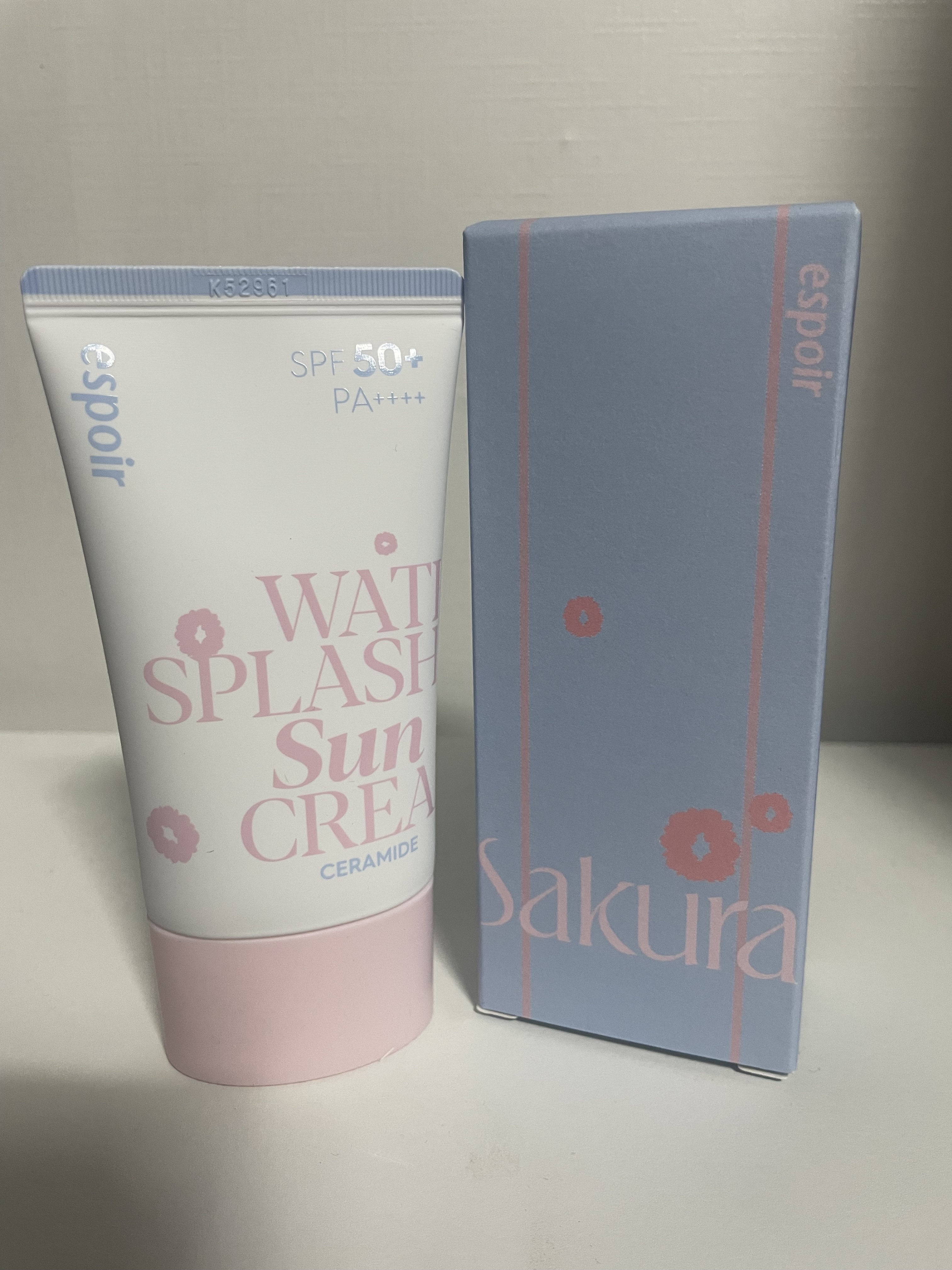 ウォータースプラッシュサンクリーム セラミド 桜エディション（60ml）/espoir/日焼け止めクリームを使ったクチコミ（2枚目）