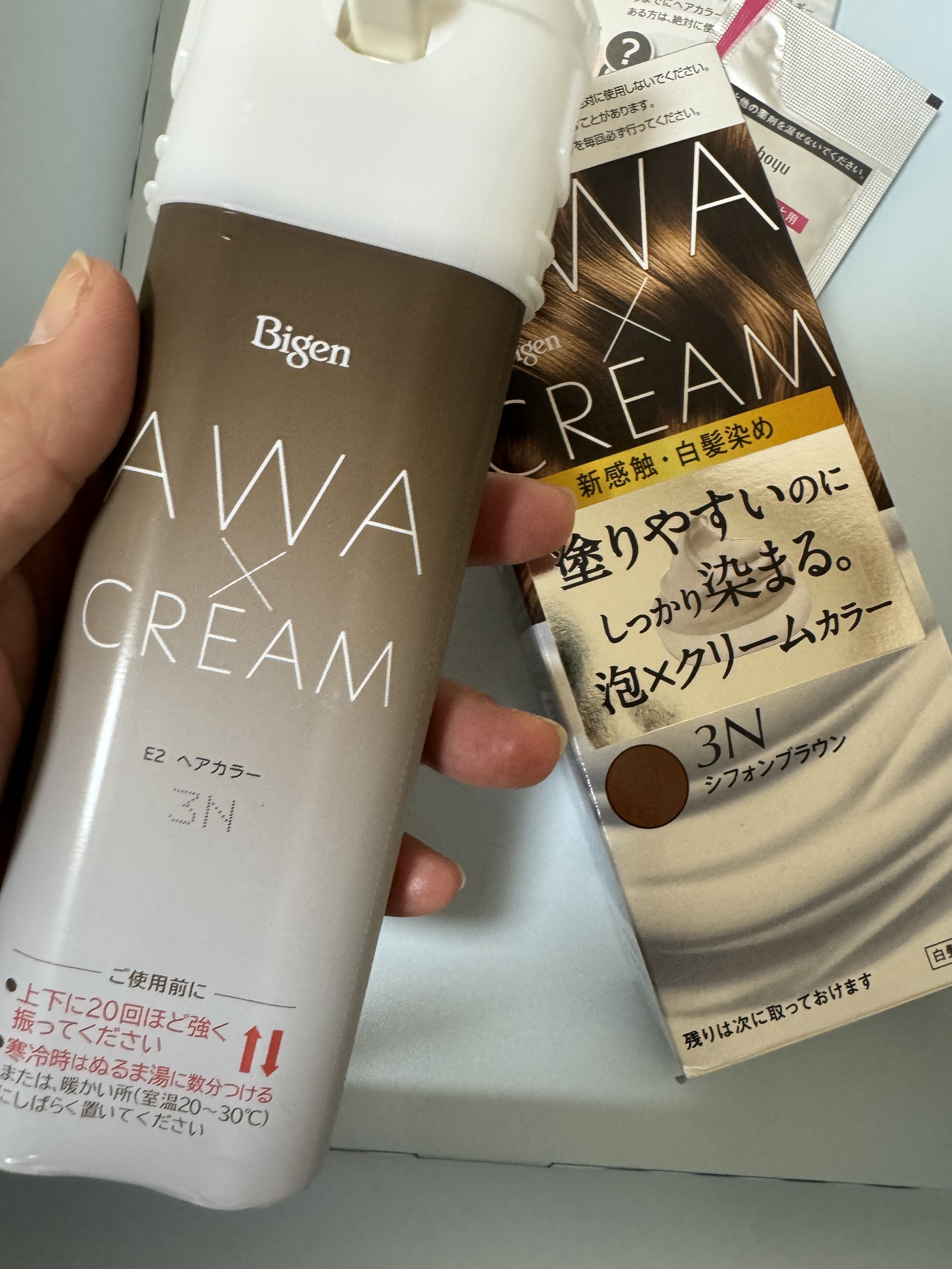 泡クリームカラー 3N シフォンブラウン/ビゲン/ヘアカラーを使ったクチコミ（2枚目）