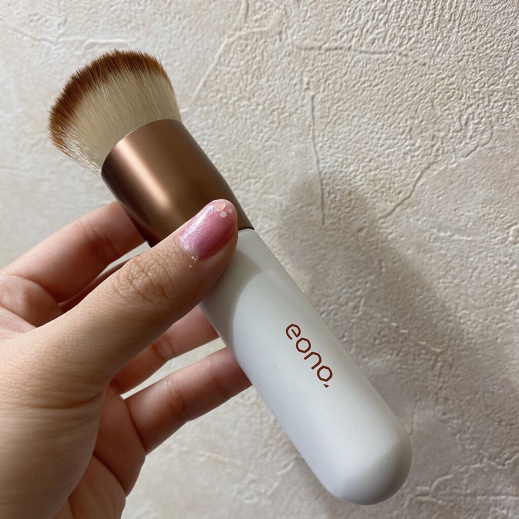 メイクブラシ フラット型 柔らかい 木柄/Eono(イオーノ)/メイクブラシを使ったクチコミ（3枚目）
