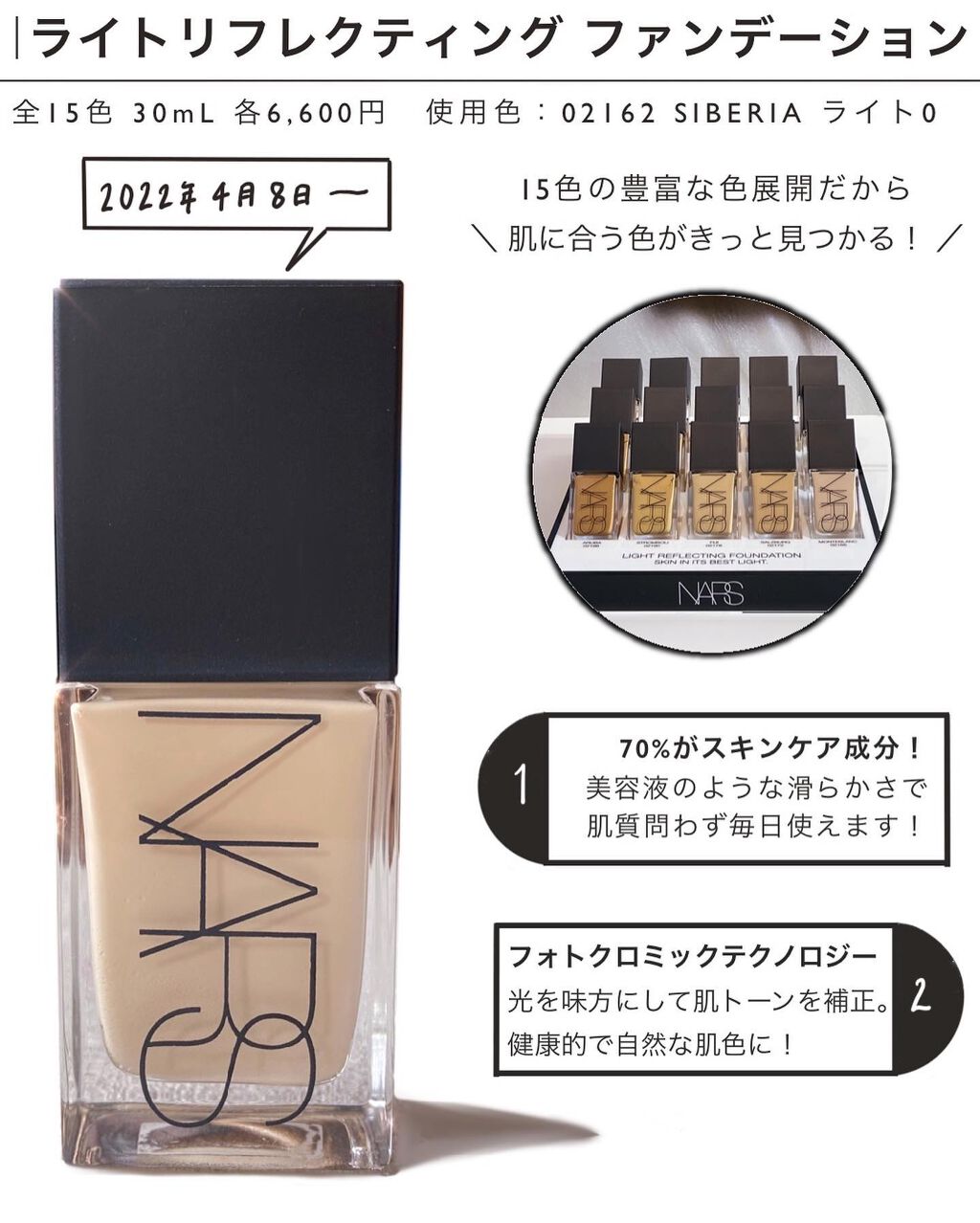 ライトリフレクティング ファンデーション/NARS/リキッドファンデーションを使ったクチコミ（2枚目）