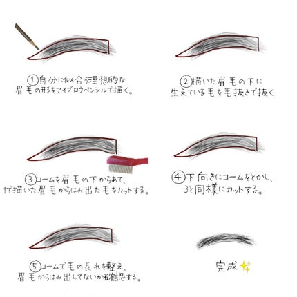 ETUDE マイビューティーツール 眉毛用コームシザーのクチコミ「\イラスト解説___ ✍🏻/
眉毛の整え方👀
こんにちは〜瑠々です🥺✧
今回は眉毛の整え.....」(3枚目)
