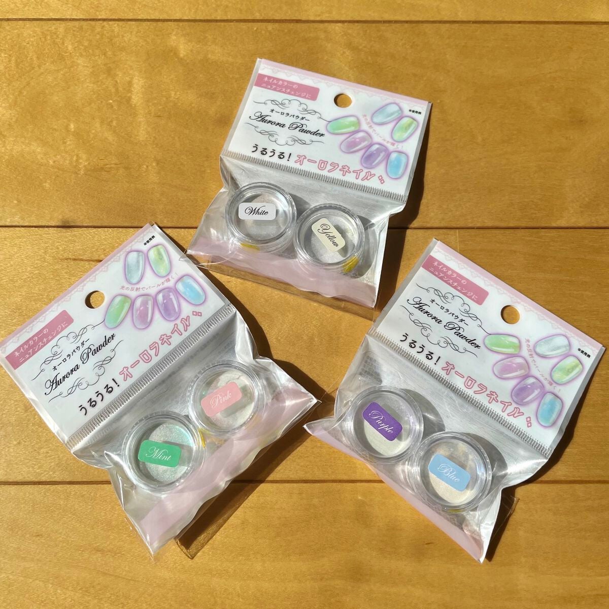 a❤︎ on LIPS 「【全色紹介】100均ジェル💅/seriaオーロラパウダーでうる..」(5枚目)