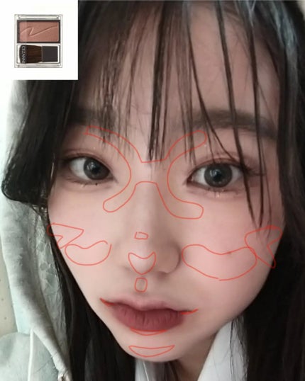 あおのり。 on LIPS 「今回は!がち中顔面短縮する膨張色と収縮色別のチークの入れ方と特..」(4枚目)