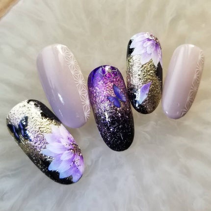 #ネイル,#ジェルネイル,#フラワーネイル,#和ネイル,#和柄ネイルのネイルデザイン