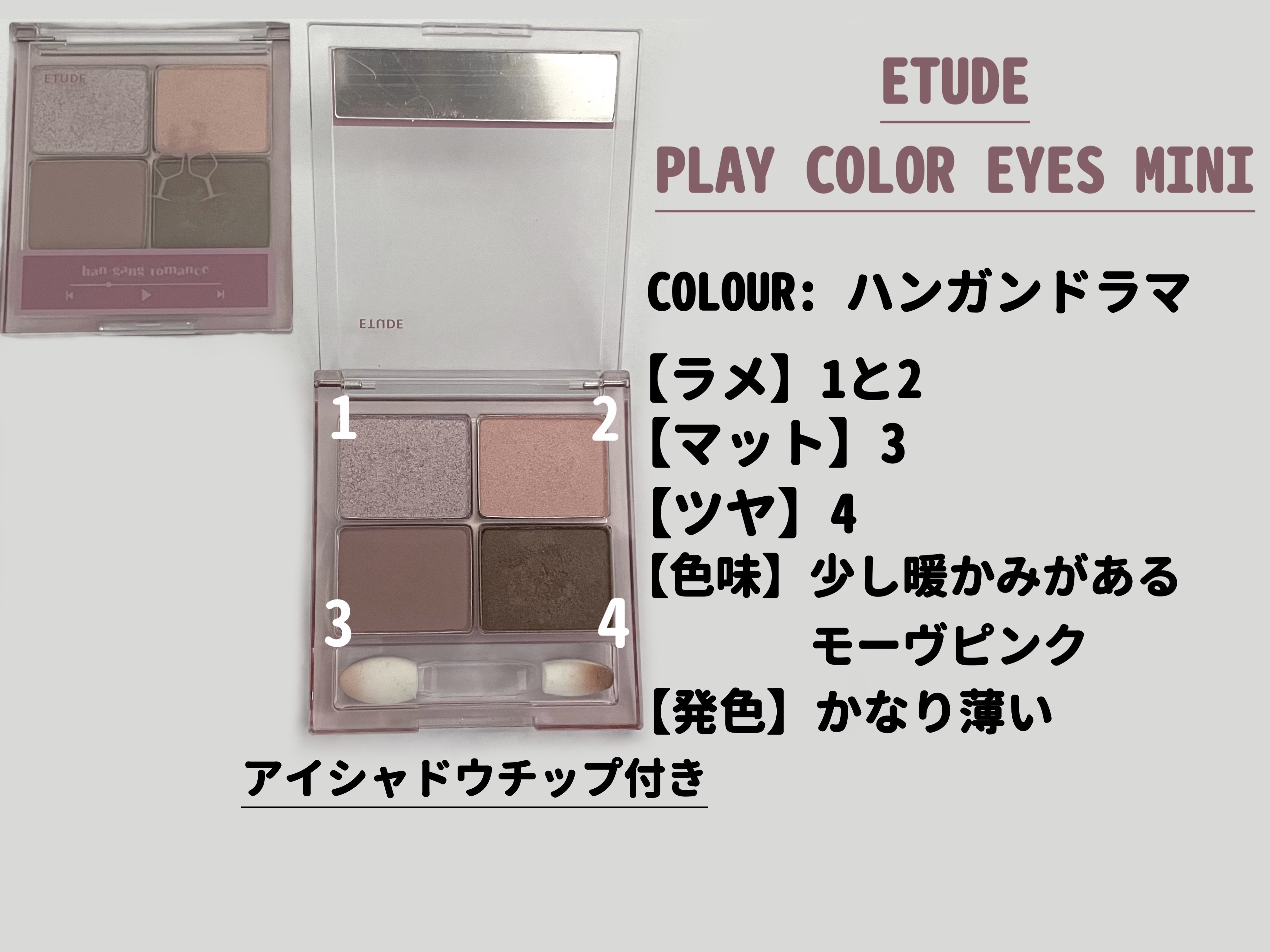 プレイカラーアイズミニ /ETUDE/アイシャドウパレットを使ったクチコミ（2枚目）