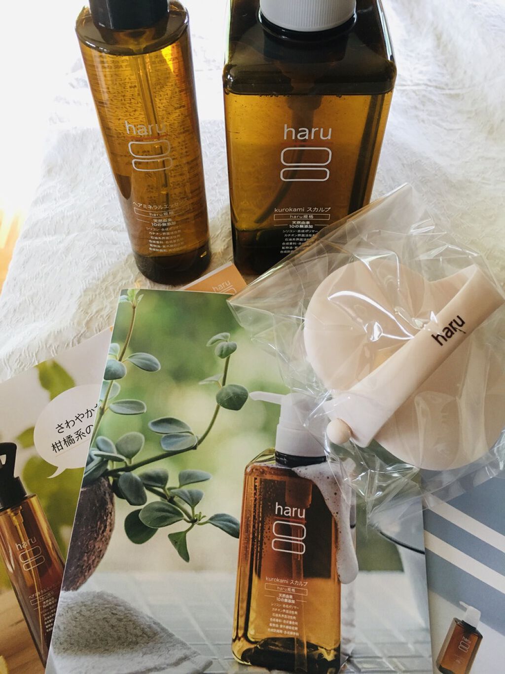 haru ヘアミネラルエッセンスのクチコミ「haru
ヘアミネラルエッセンス購入しました
スプレータイプの便利なヘア美容液
こちらは柑橘系.....」（1枚目）