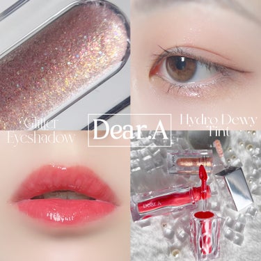 #PR《#DearA》
▫️ Glitter Eyeshadow
color: 02.Sunbeam
▫️ Hydro Dewy Tint
color:01Peach Amber

【提供: DearA