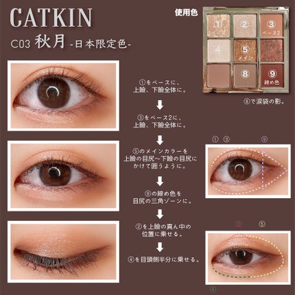 長相思シリーズ 9色アイシャドウパレット/CATKIN/アイシャドウパレットを使ったクチコミ(2枚目)