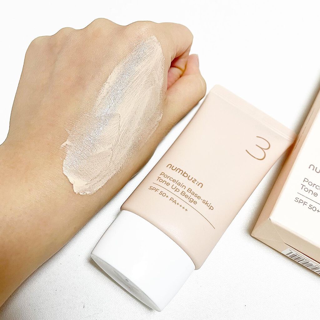3番 ノーファンデ陶器肌トーンアップクリーム/numbuzin/化粧下地を使ったクチコミ(3枚目)