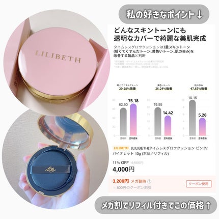 タイムレスグロークッション/LILIBETH/クッションファンデーションを使ったクチコミ(5枚目)