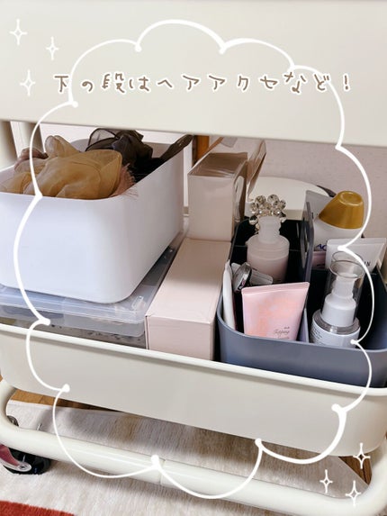 しおり on LIPS 「キッチンカートにコスメを収納!!きれいに収まってくれました🤗も..」(4枚目)