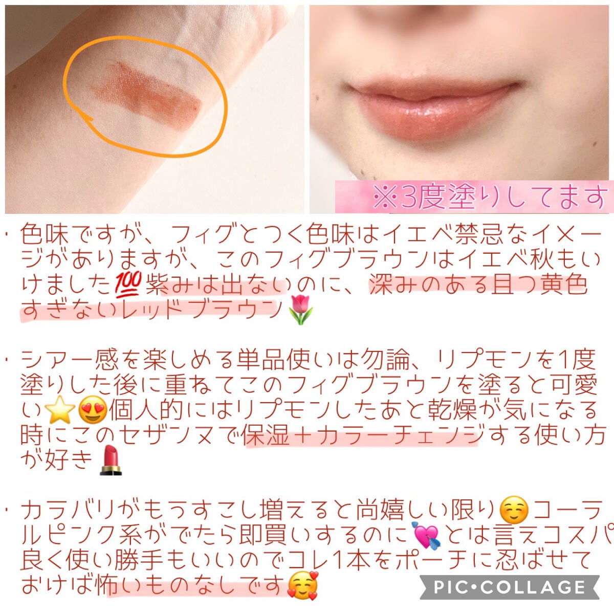 リップカラーシールド/CEZANNE/口紅を使ったクチコミ(3枚目)