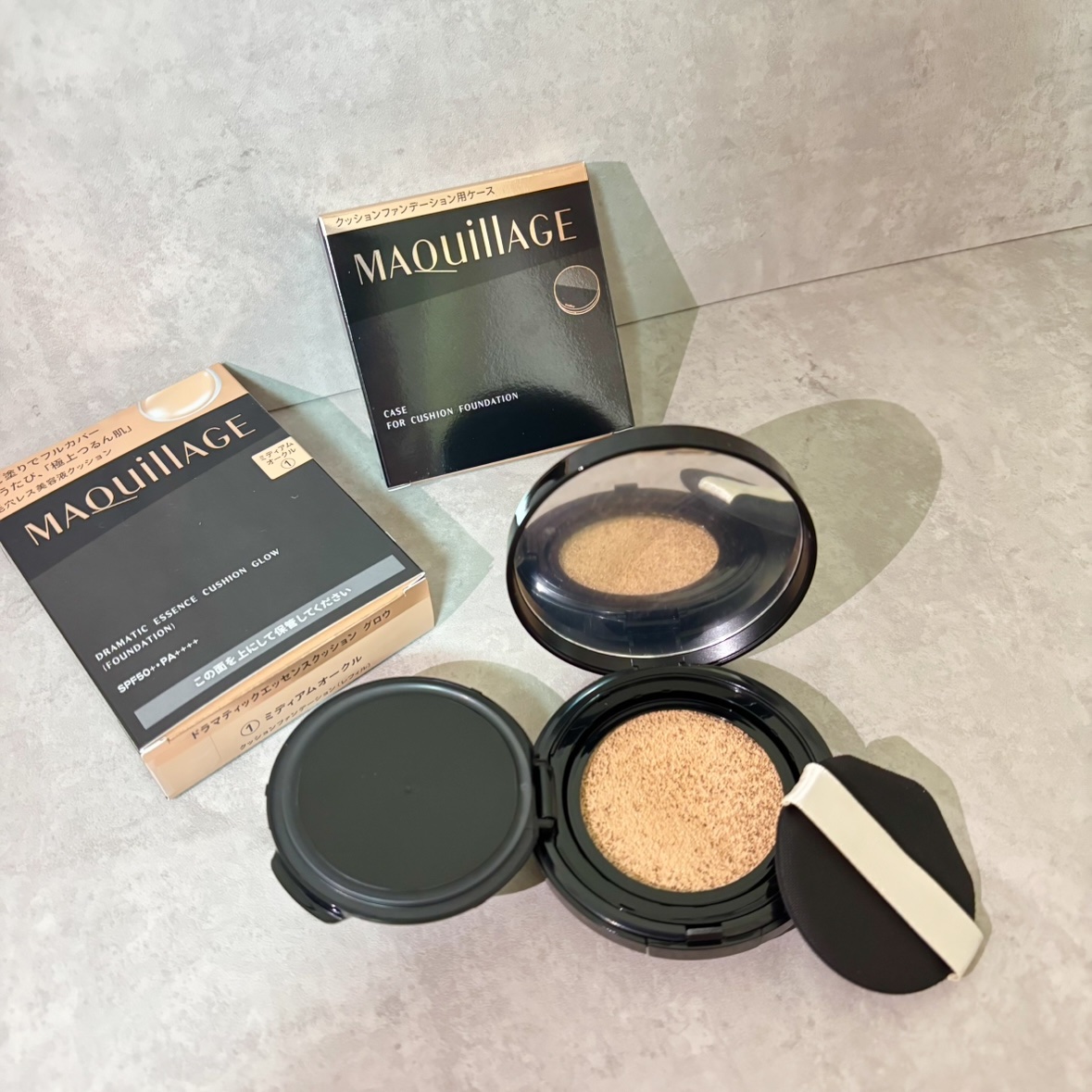 ドラマティックエッセンスクッション グロウ 01 ミディアムオークル/マキアージュ/クッションファンデーションを使ったクチコミ（1枚目）
