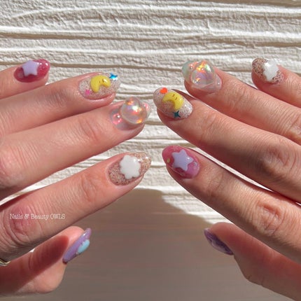 ぴよこれいと あうるす on LIPS 「キキララネイル。リトルツインスターズ?キキララの方が可愛いのに..」(7枚目)