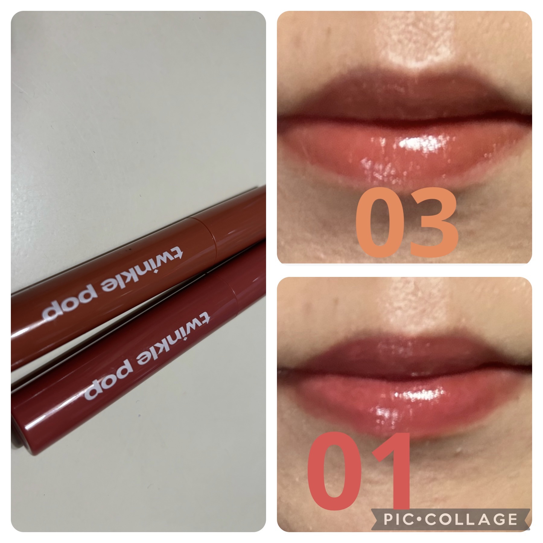 ピュアグラスティント 01 MIDDLE ROSE/TWINKLE POP/リップティントを使ったクチコミ（1枚目）