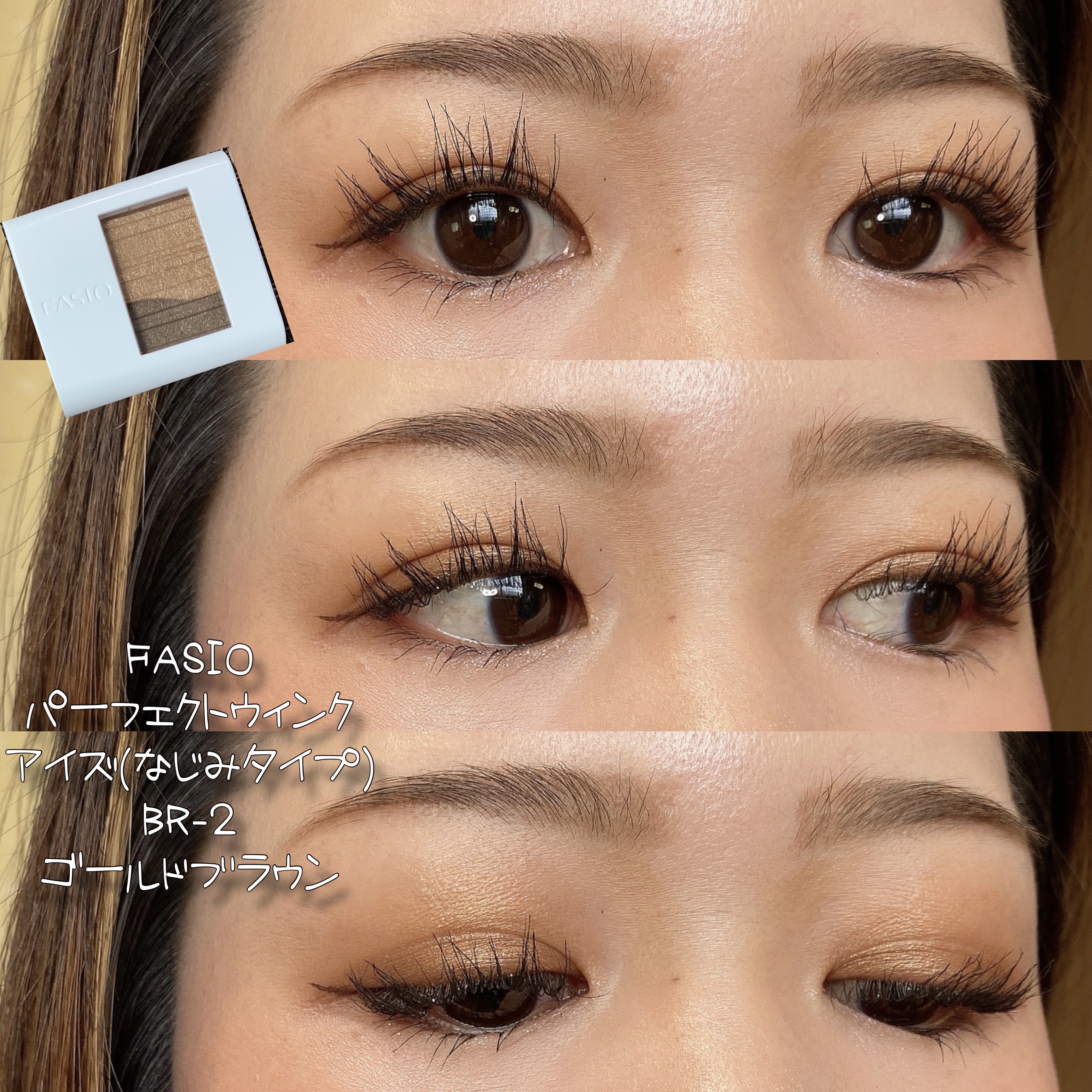 パーフェクトウィンク アイズ(なじみタイプ) BR-2 ゴールドブラウン/FASIO/アイシャドウパレットを使ったクチコミ（1枚目）