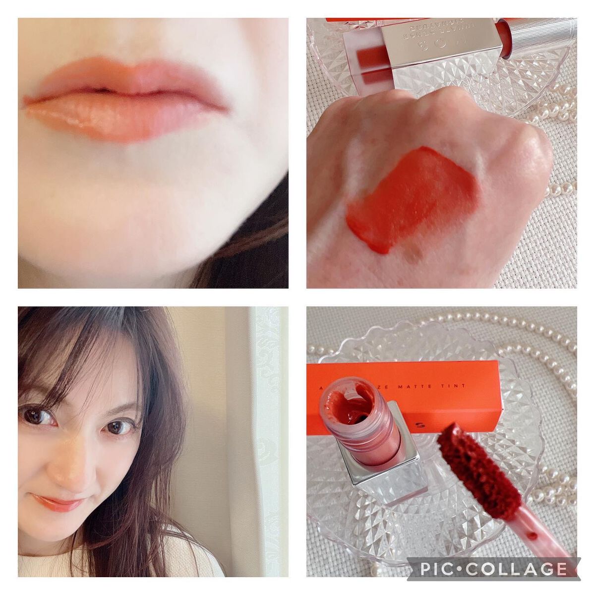 エアーブリーズマットティント 606 アイディリックコーラル/MOS/リップティントを使ったクチコミ（2枚目）