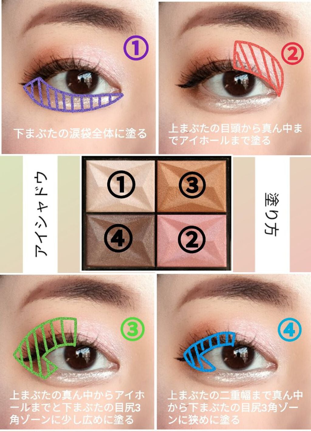 カラフルアイシャドウ/DAISO/アイシャドウパレットを使ったクチコミ(2枚目)